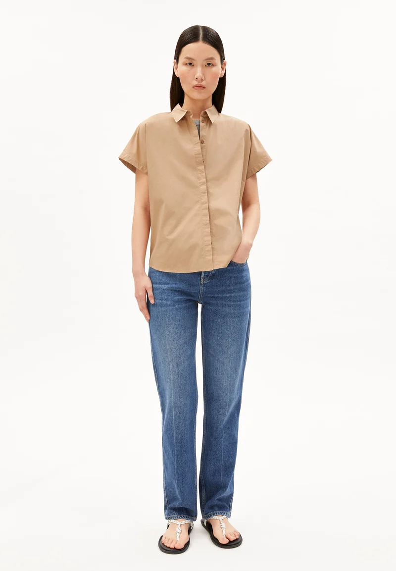 POPLIN LARISAANA BLUSE | true camel