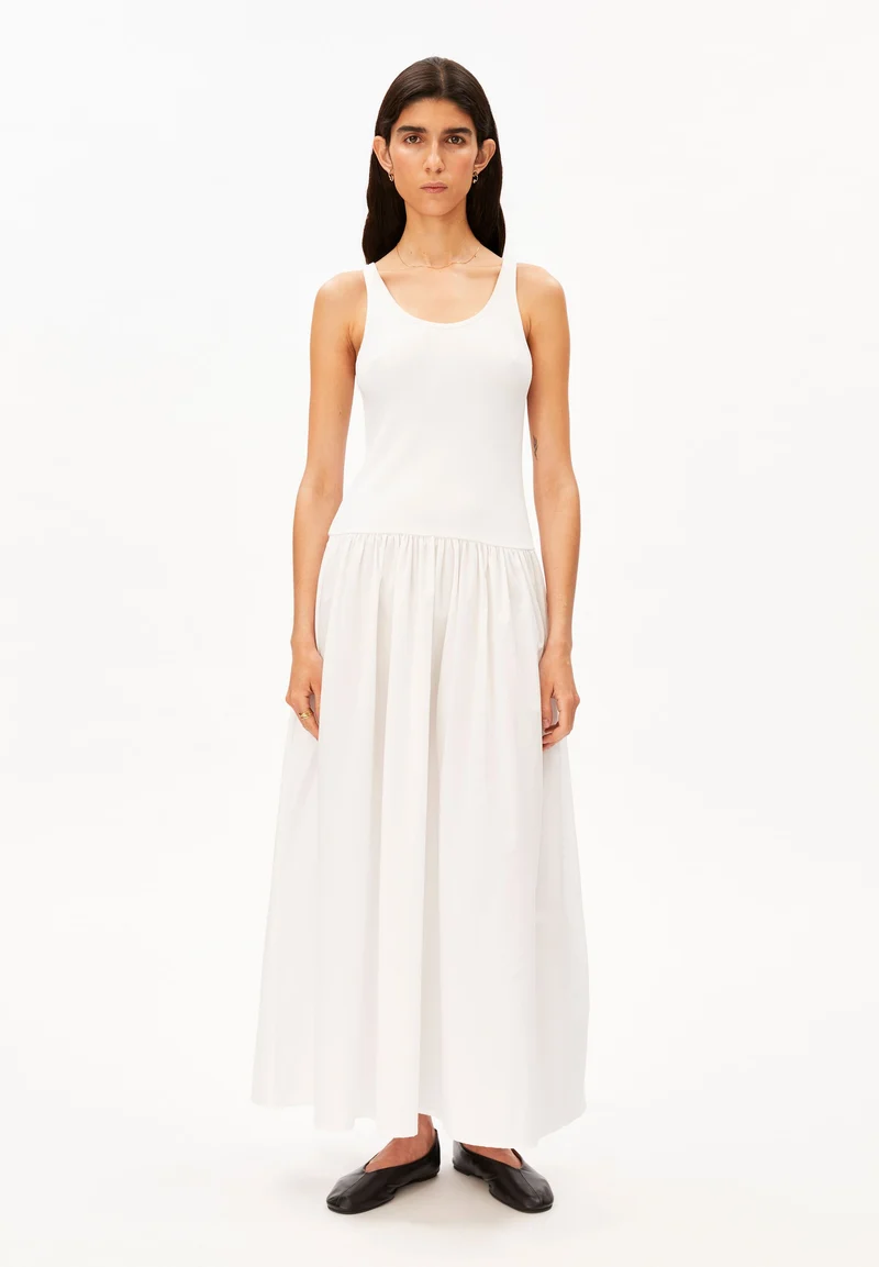 MATERIAL-MIX KLEID | white