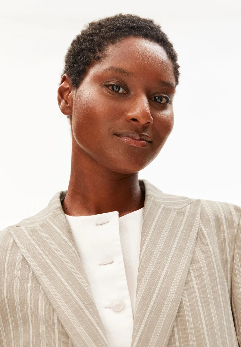 GESTREIFTER MIKULAA BLAZER | sand stone-undyed-pink mist