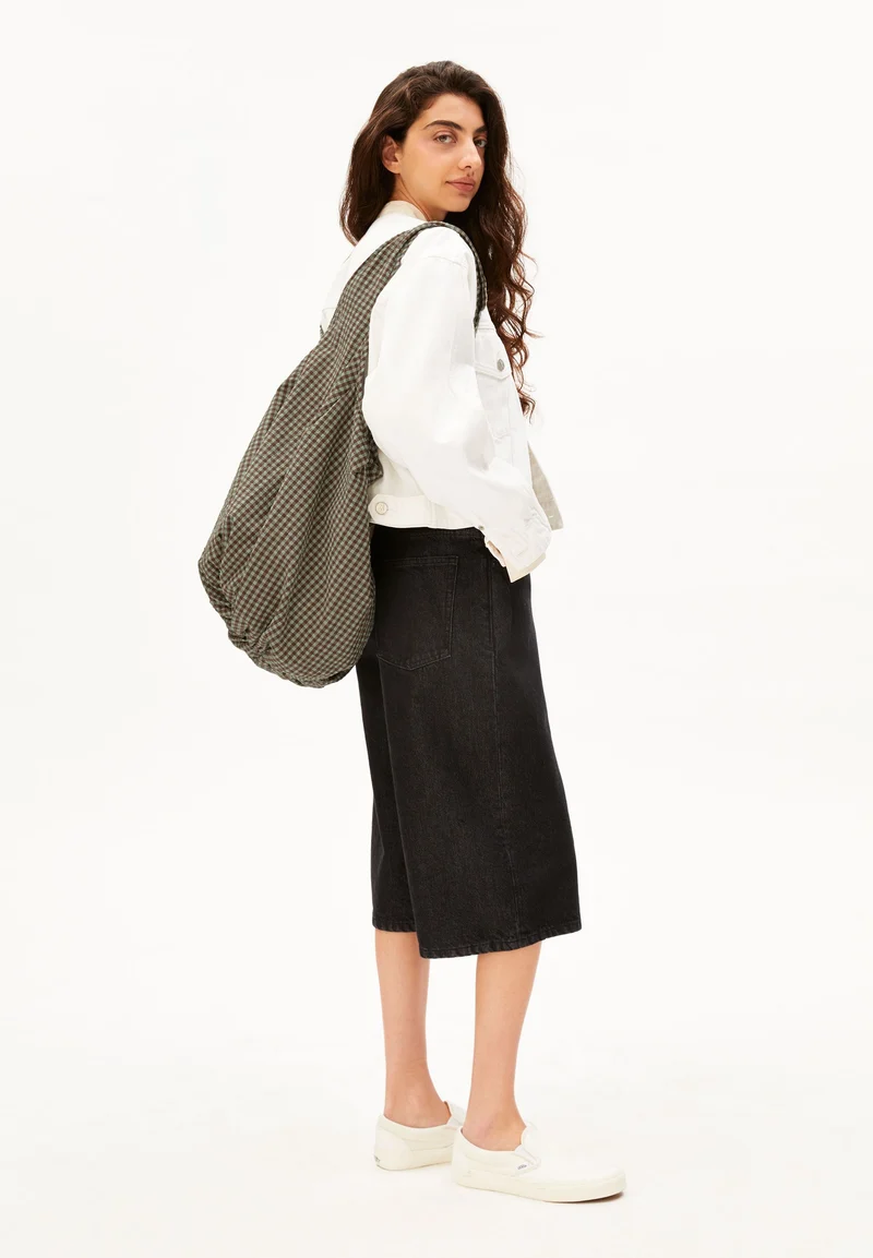 VICHY SEERSUCKER POUCH BAG W | foam-dried palm