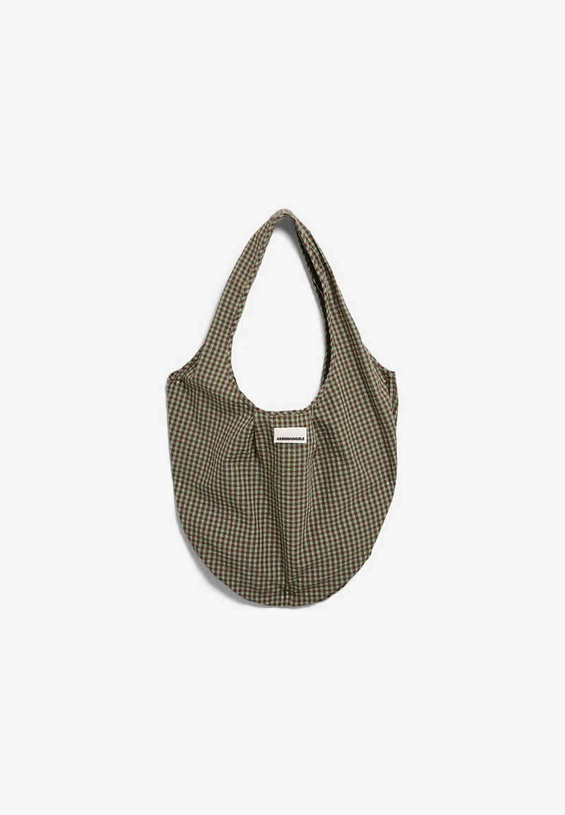 VICHY SEERSUCKER POUCH BAG W | foam-dried palm