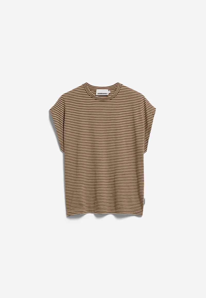 SLUB JERSEY GESTREIFTES T-SHIRT | sand stone-dried palm