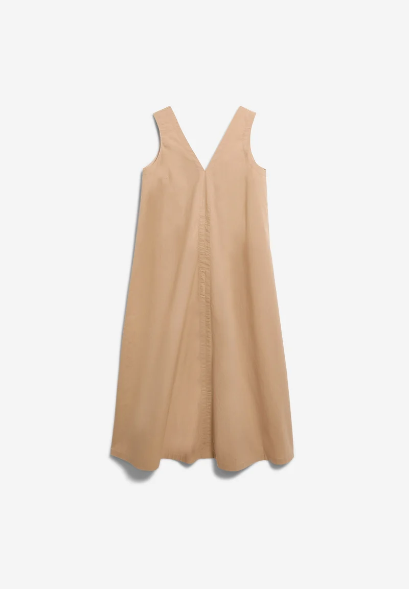 V-AUSSCHNITT POPLIN MAXI-KLEID | true camel