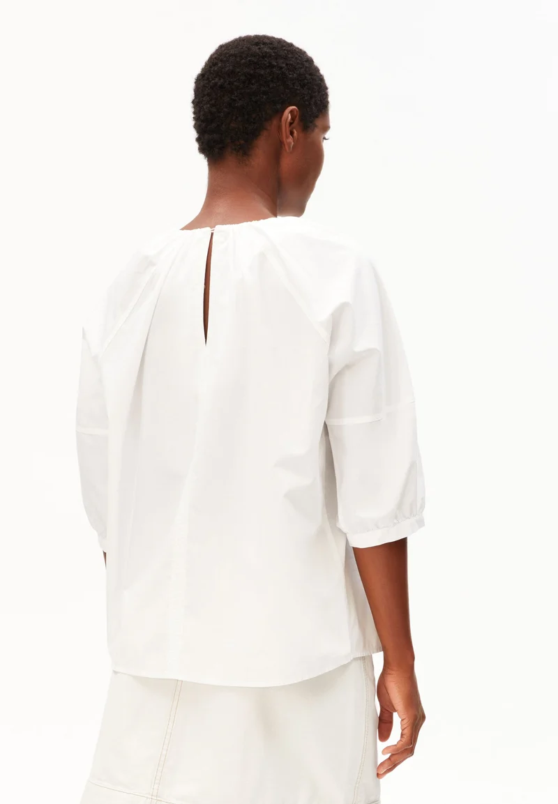 POPLIN BALLONÄRMEL-BLUSE | white