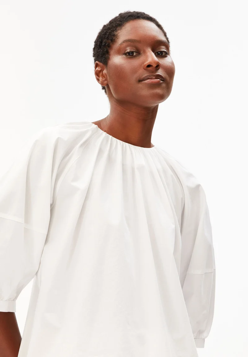 POPLIN BALLONÄRMEL-BLUSE | white