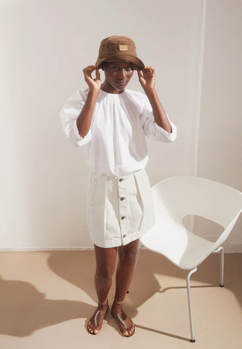 POPLIN BALLONÄRMEL-BLUSE | white