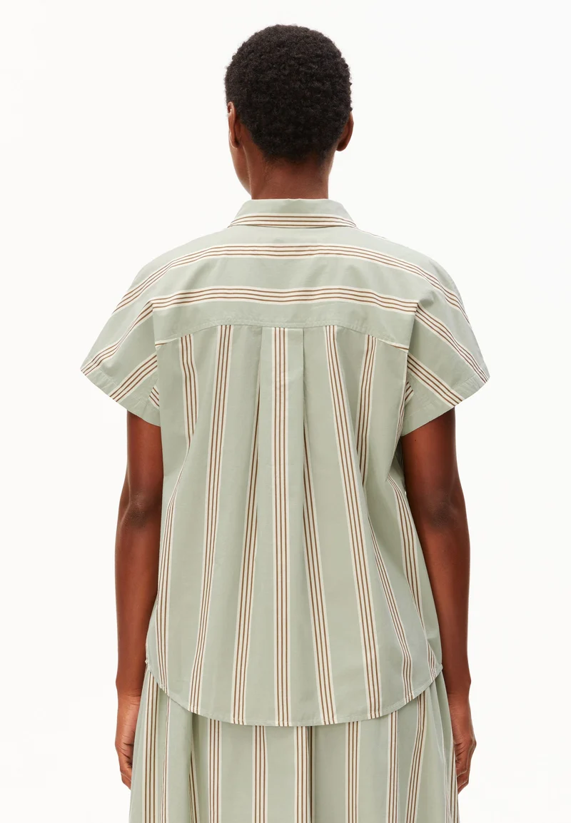 GESTREIFTE POPLIN LARISAANA BLUSE | foam-light oatmilk-dried palm