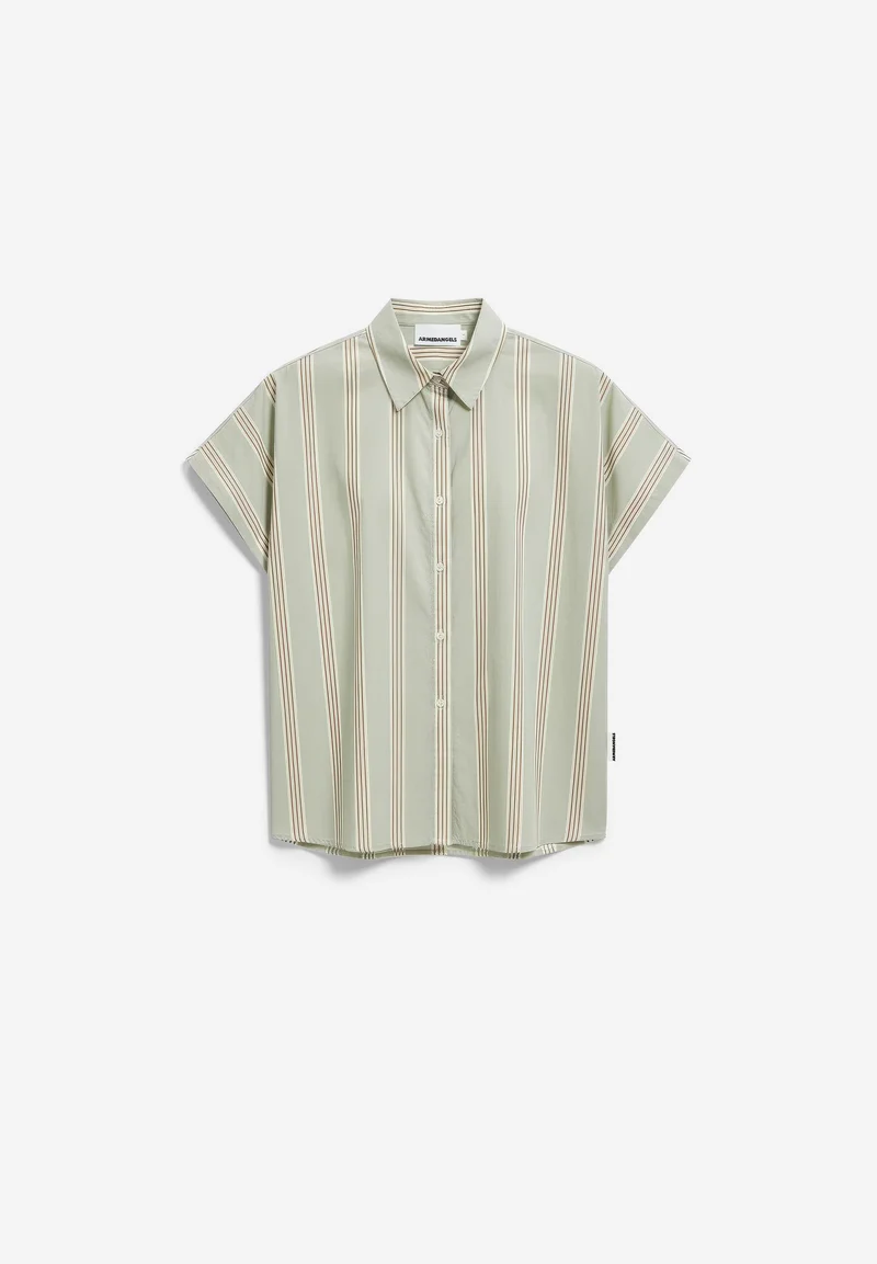 GESTREIFTE POPLIN LARISAANA BLUSE | foam-light oatmilk-dried palm