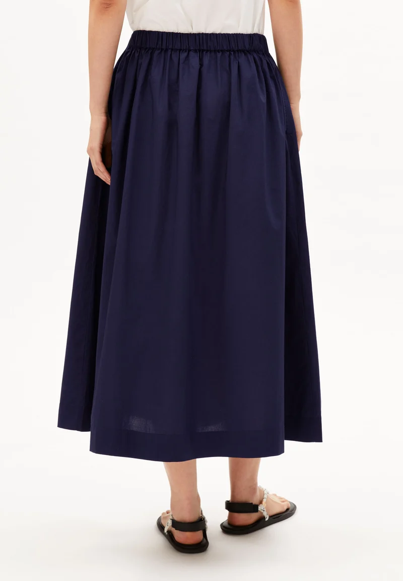 POPLIN MIDI-ROCK A-LINIE | tinted navy