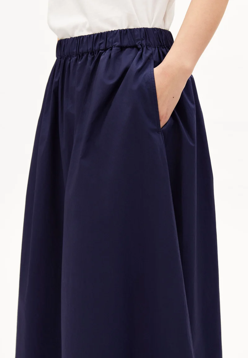 POPLIN MIDI-ROCK A-LINIE | tinted navy