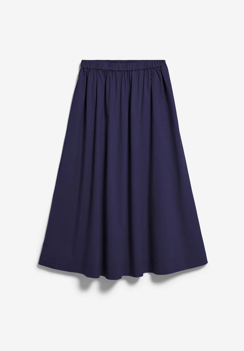 POPLIN MIDI-ROCK A-LINIE | tinted navy