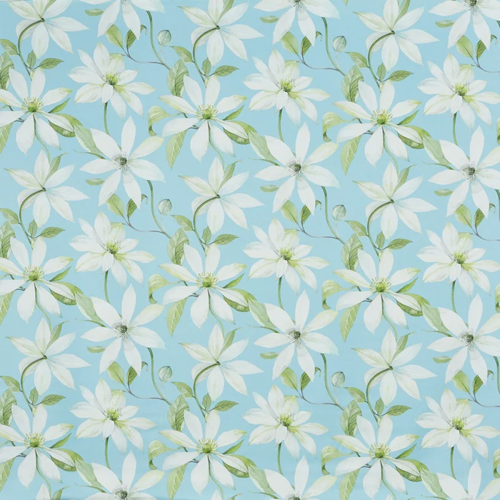Baumwollstoff Blume - hellblau
