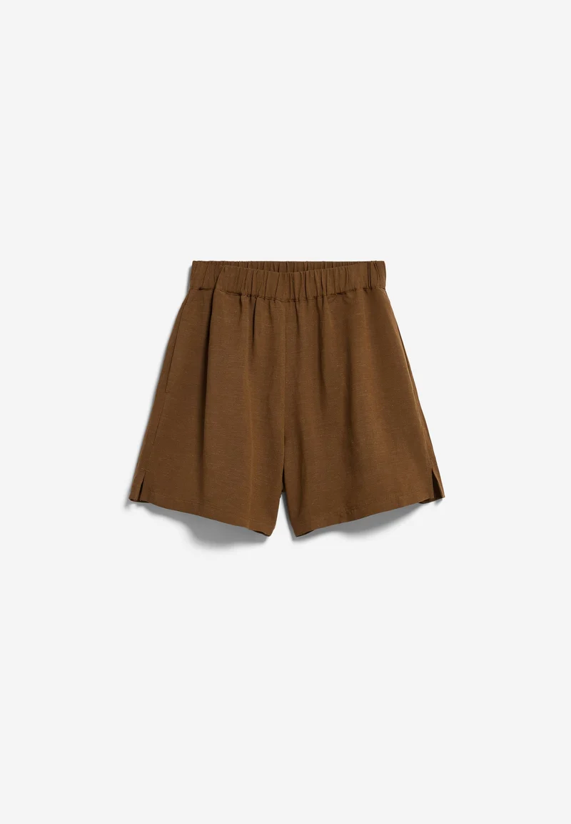 LEINEN-MIX PULL-ON SHORTS | dried palm