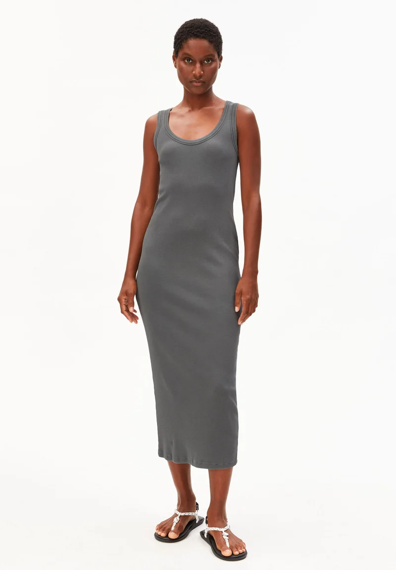 GMT DYE BODYCON RIPP-KLEID | space steel