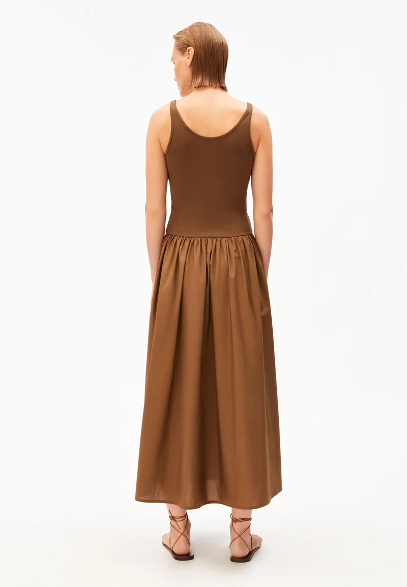 MATERIAL-MIX KLEID | dried palm-dried palm