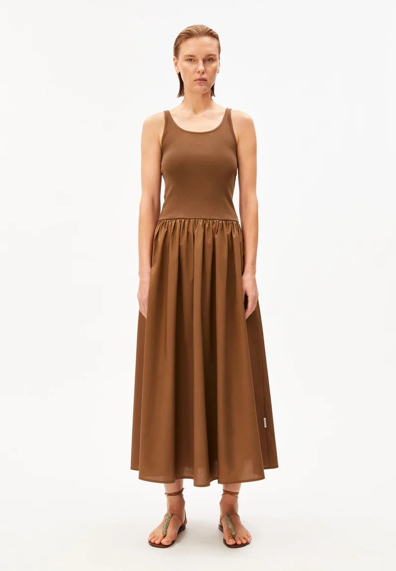 MATERIAL-MIX KLEID | dried palm-dried palm