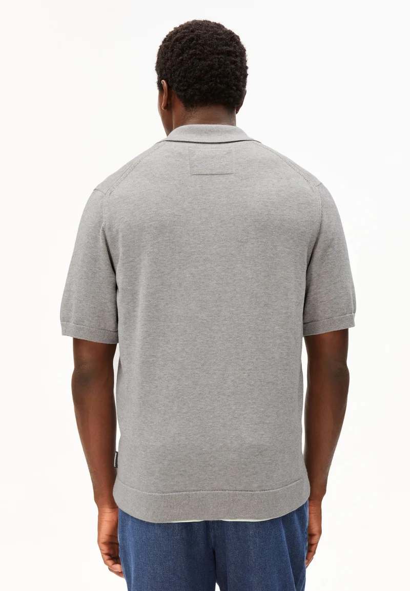 KURZÄRMLIGES STRICKPOLOSHIRT | silver melange