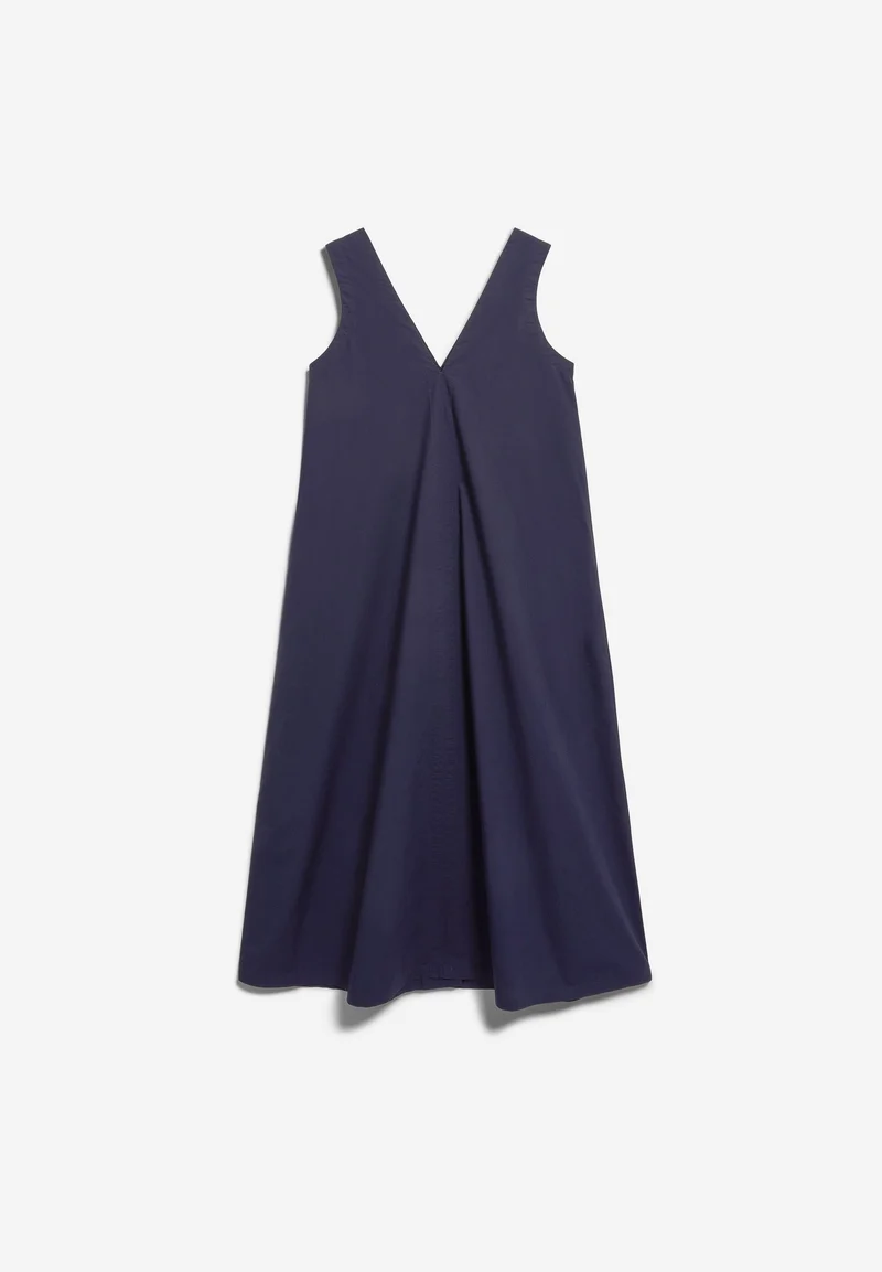 V-AUSSCHNITT POPLIN MAXI-KLEID | tinted navy