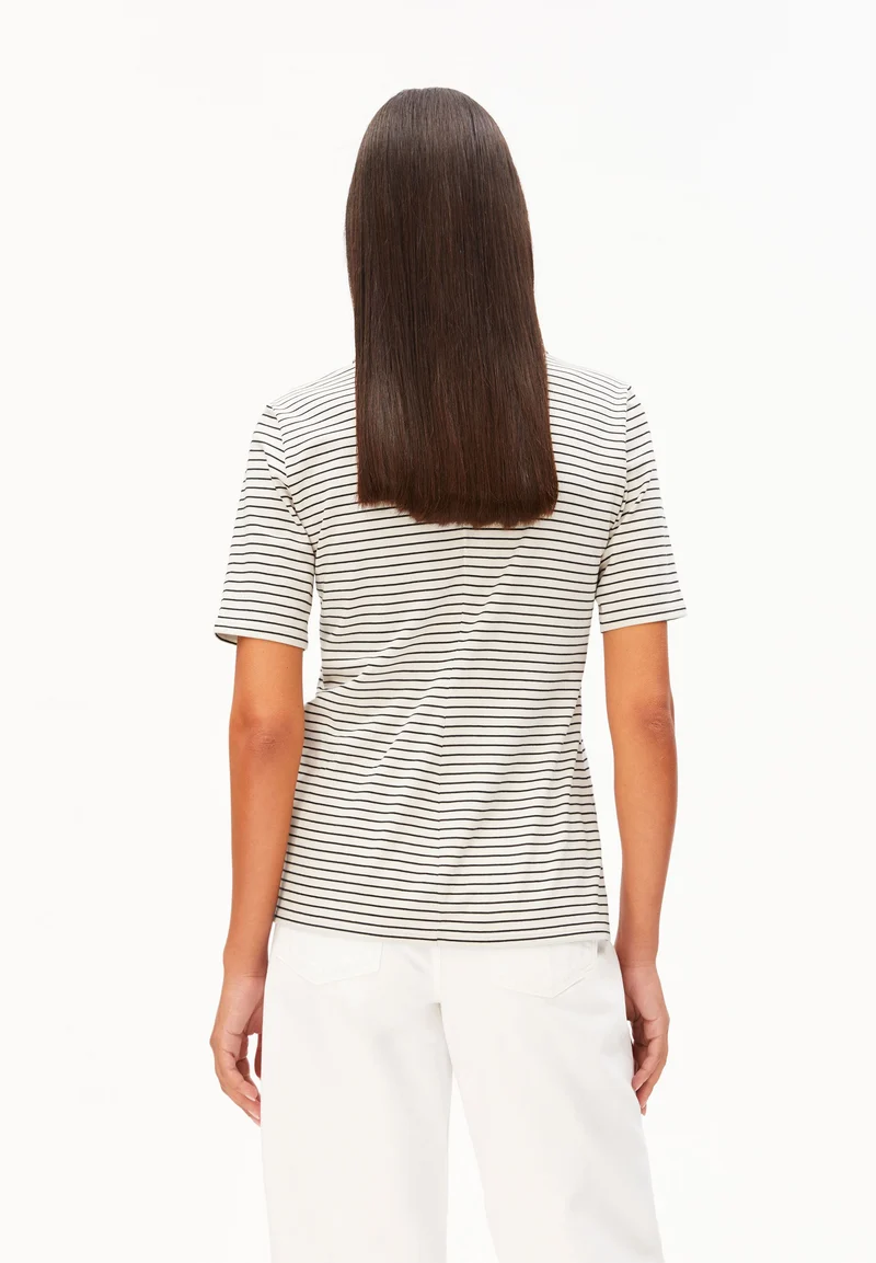 NALITAA GESTREIFTE BLUSE | oatmilk-black