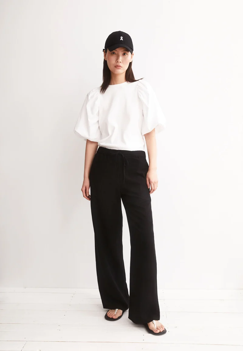 LEINEN-MIX STRAIGHT LEG HOSE | black