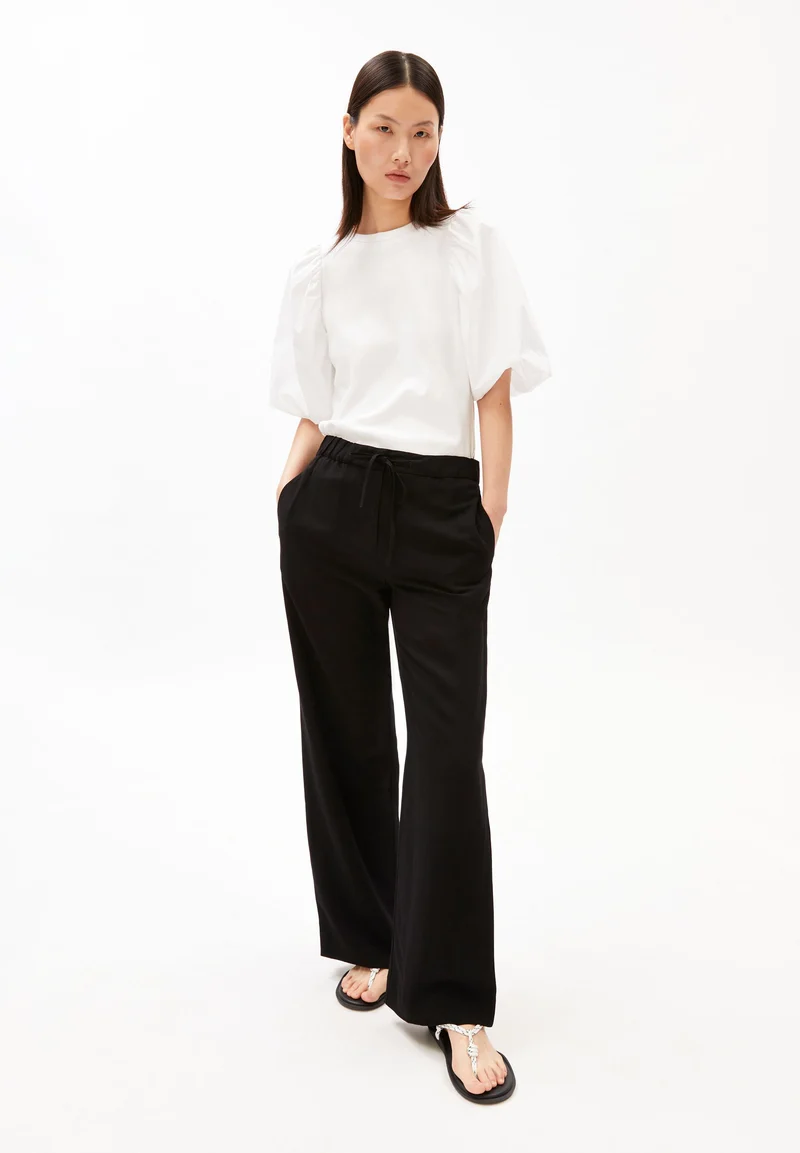 LEINEN-MIX STRAIGHT LEG HOSE | black
