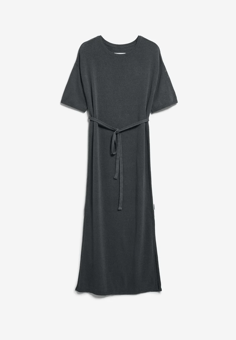 LEINEN-MIX MAXI-STRICKKLEID | space steel