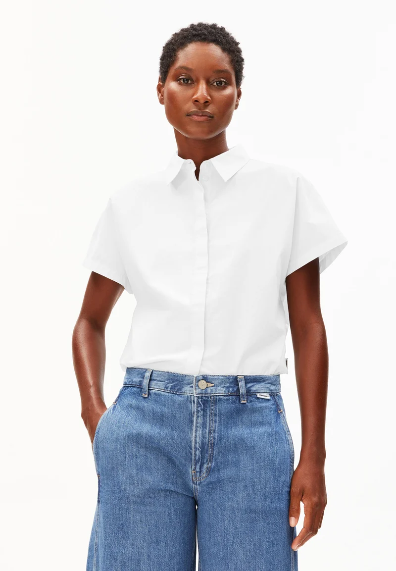 POPLIN LARISAANA BLUSE | white