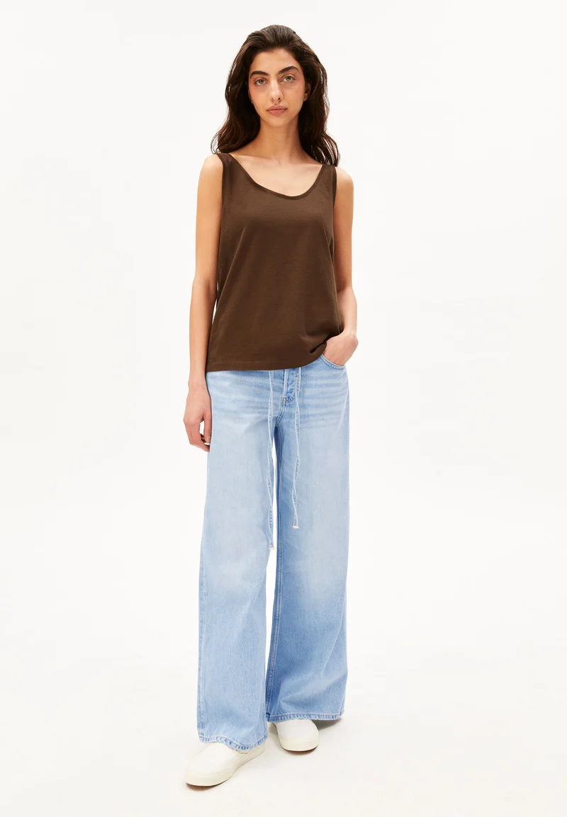 LEINEN-MIX TOP | dried palm