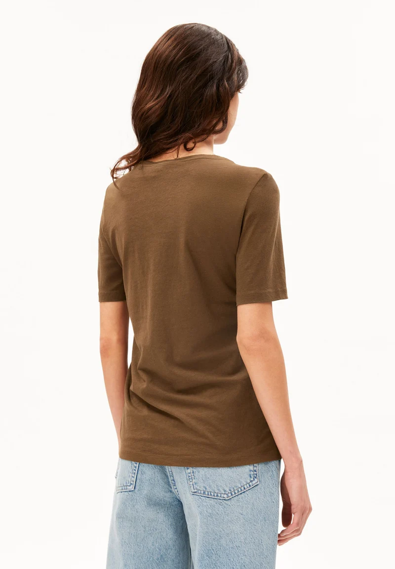LUALAA LEINEN-MIX T-SHIRT | dried palm