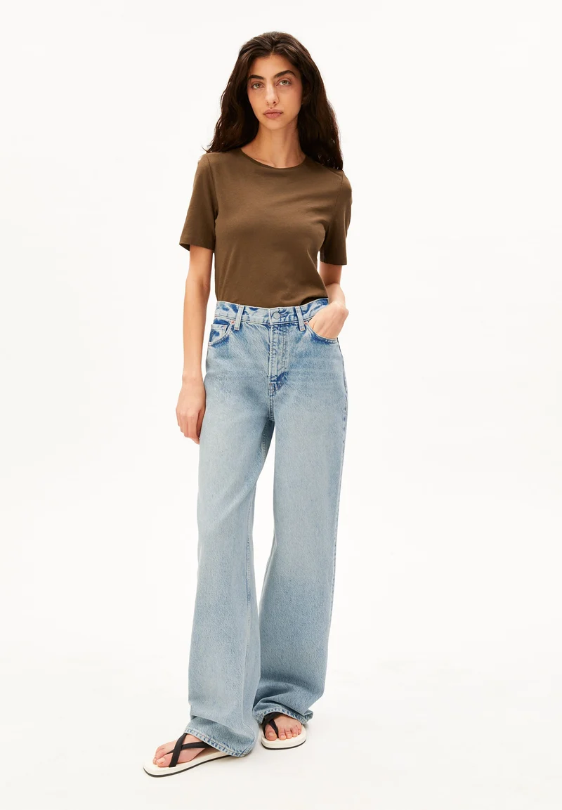 LUALAA LEINEN-MIX T-SHIRT | dried palm
