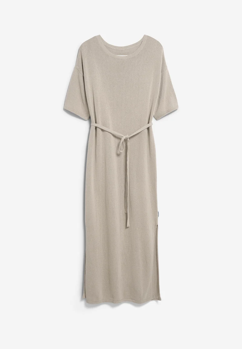 LEINEN-MIX MAXI-STRICKKLEID | sandstone