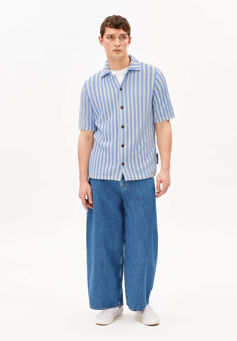 GESTREIFTES STRICKPOLOSHIRT | pure-wedgwood