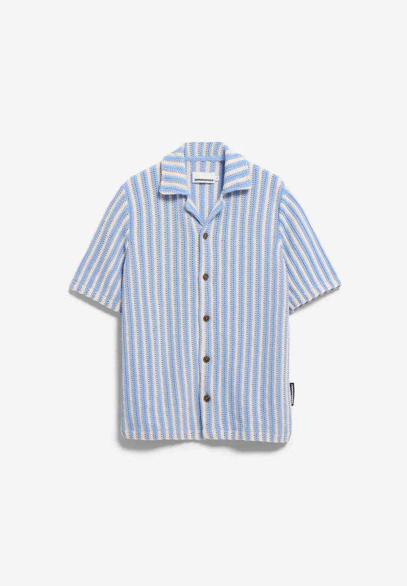 GESTREIFTES STRICKPOLOSHIRT | pure-wedgwood