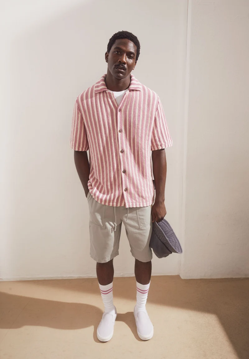 GESTREIFTES STRICKPOLOSHIRT | pure-washed berry
