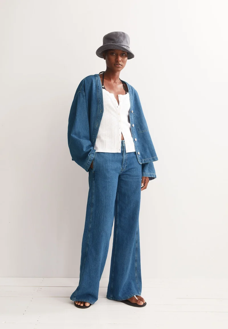 LEINEN-MIX JEANSJACKE | sea salt