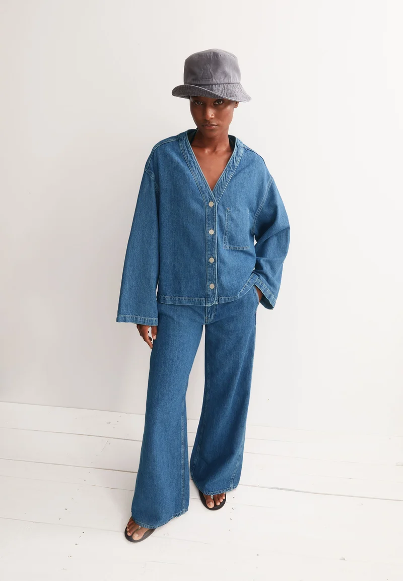 LEINEN-MIX JEANSJACKE | sea salt