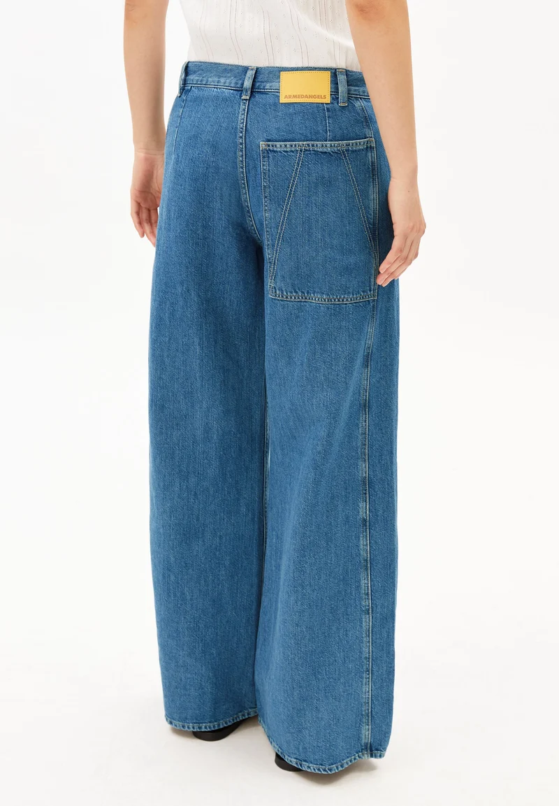 WEITE LEINEN-MIX JEANSHOSE | sea salt