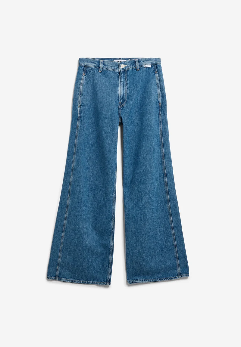 WEITE LEINEN-MIX JEANSHOSE | sea salt
