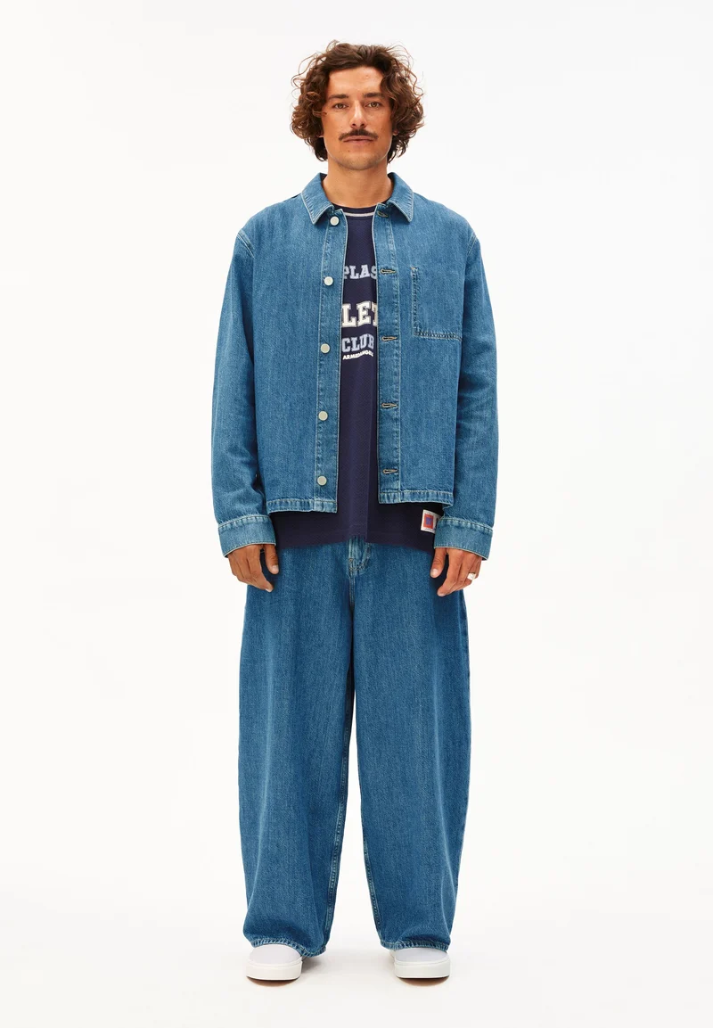 KAAVO LEINEN-MIX BAGGY JEANS | sea salt