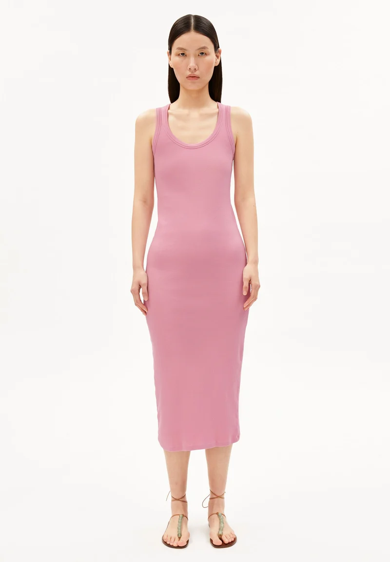 GMT DYE BODYCON RIPP-KLEID | washed berry