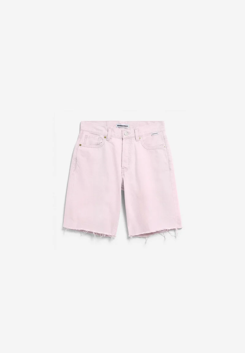 THAALINA MID WAIST JEANS-SHORTS | pink mist