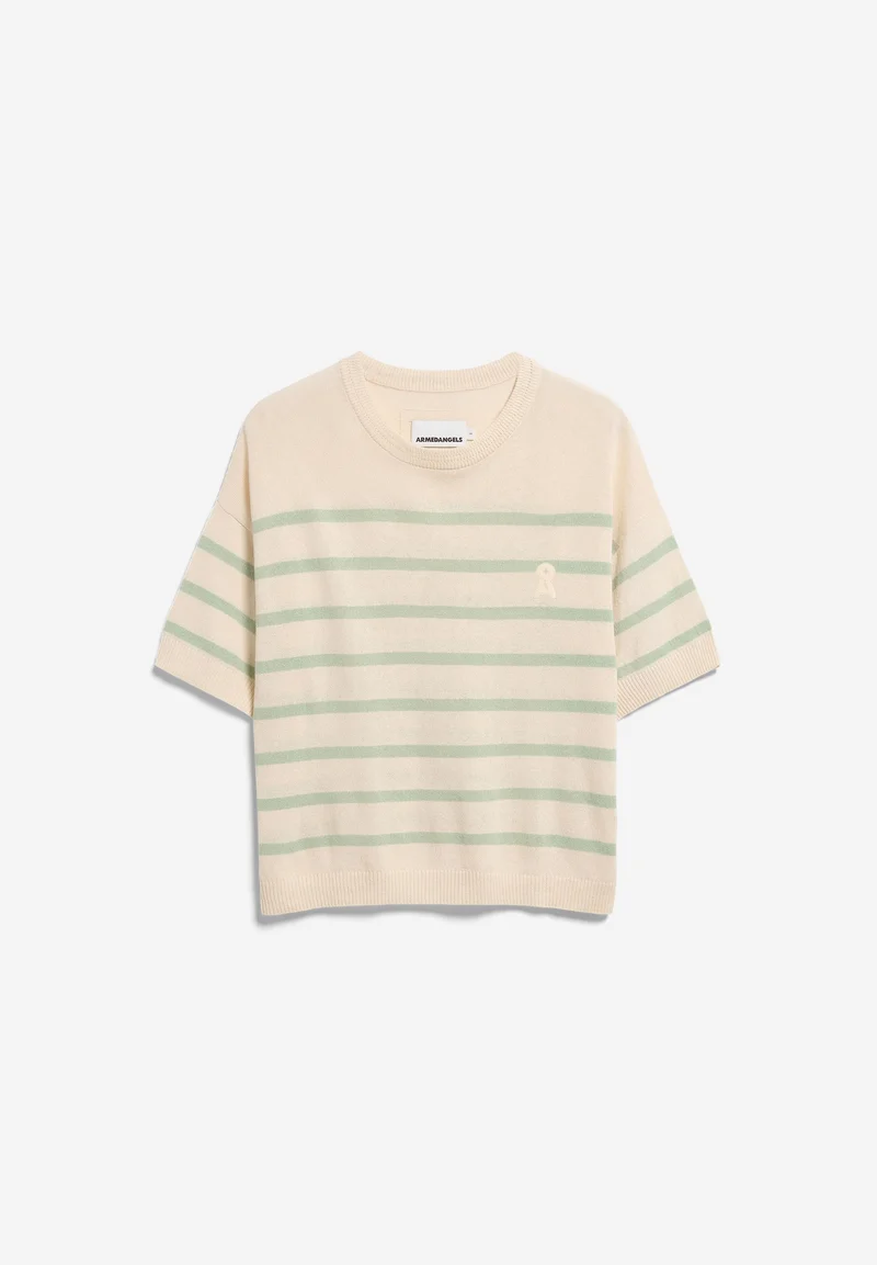 GESTREIFTER LEINEN-MIX PULLOVER | undyed-foam