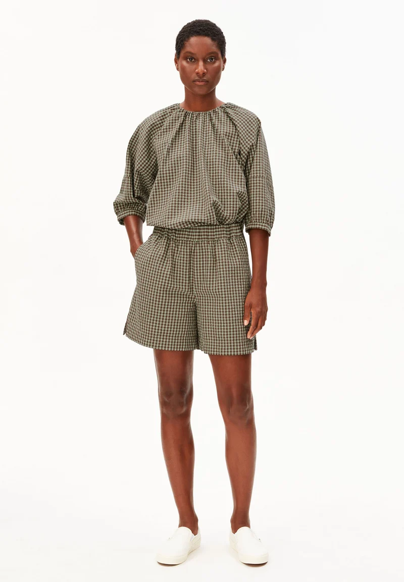 VICHY SEERSUCKER SHORTS | foam-dried palm