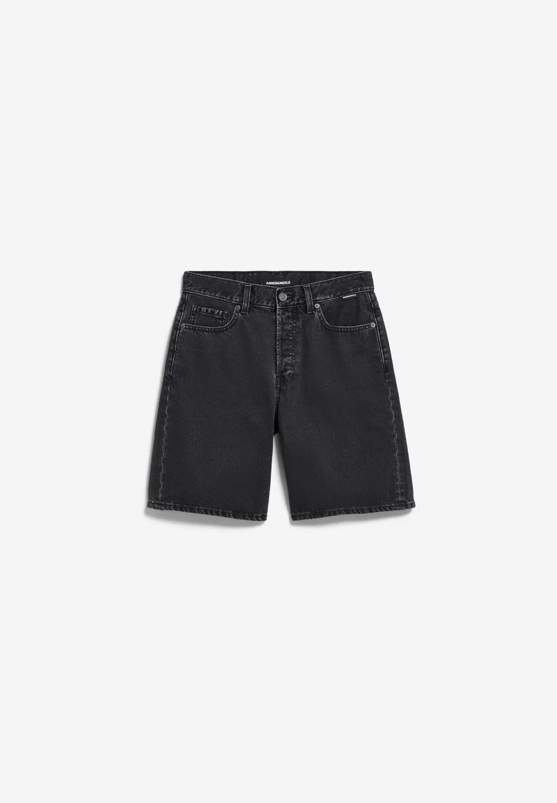THAALINA MID WAIST JEANS-SHORTS | ebony black