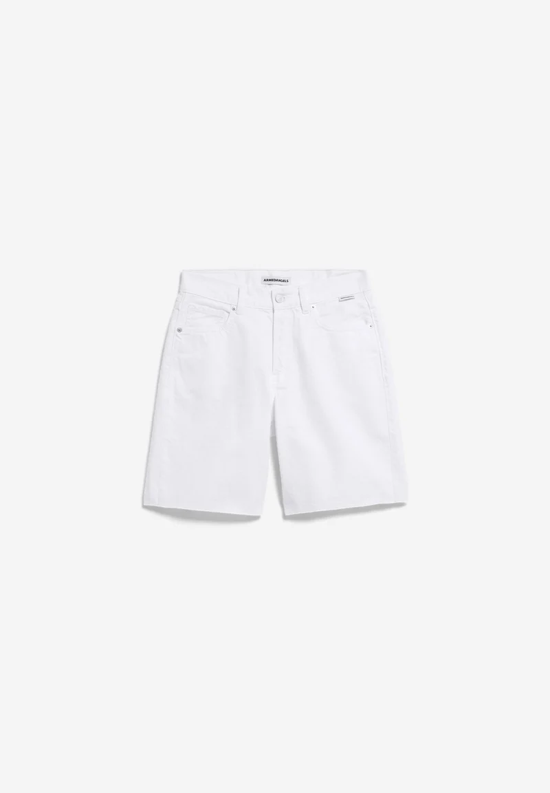 THAALINA MID WAIST JEANS-SHORTS | white