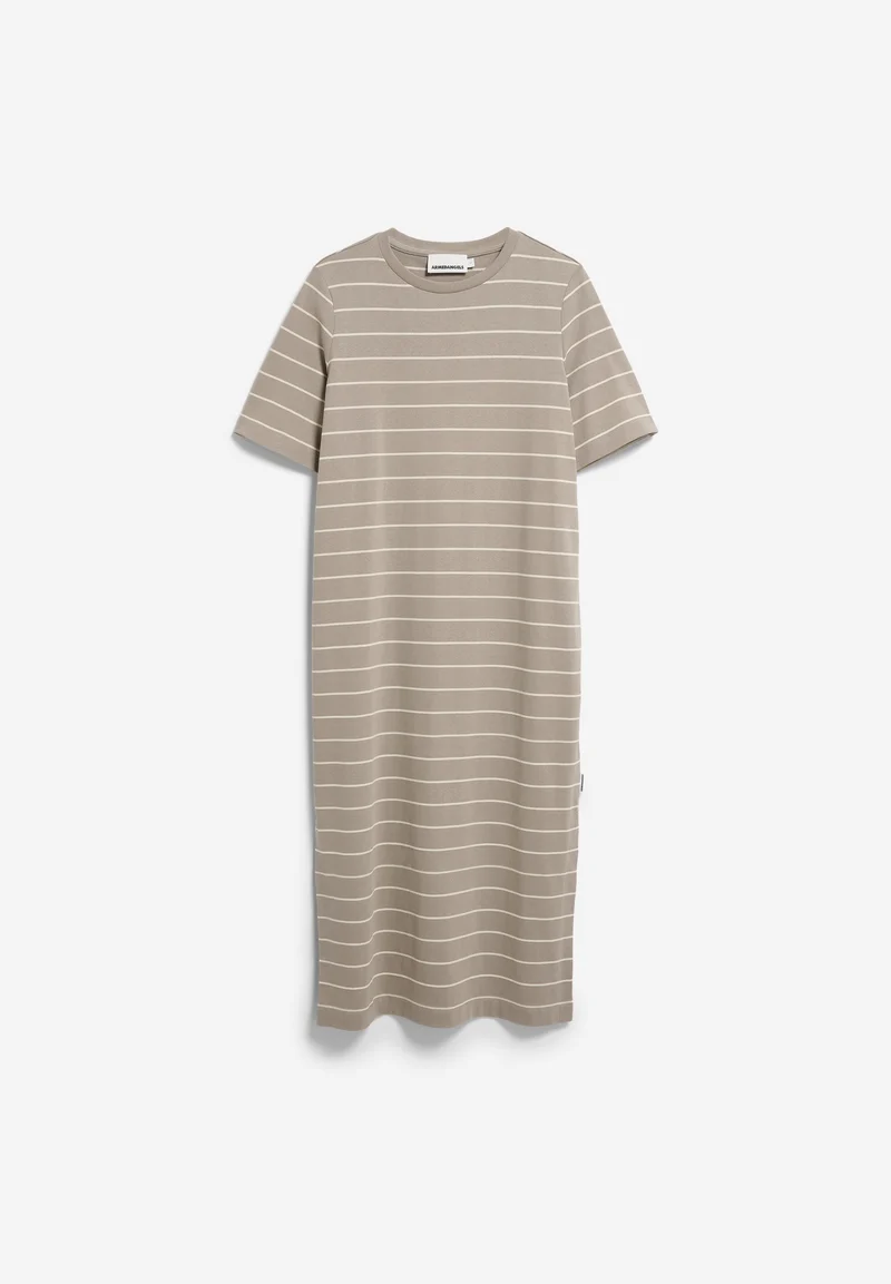 XELINAA FEIN GESTREIFTES MIDI-KLEID | seal grey-undyed