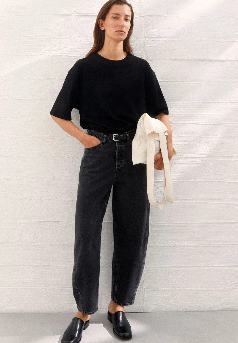 BAARLY HIGH WAIST BARREL JEANS | ebony black