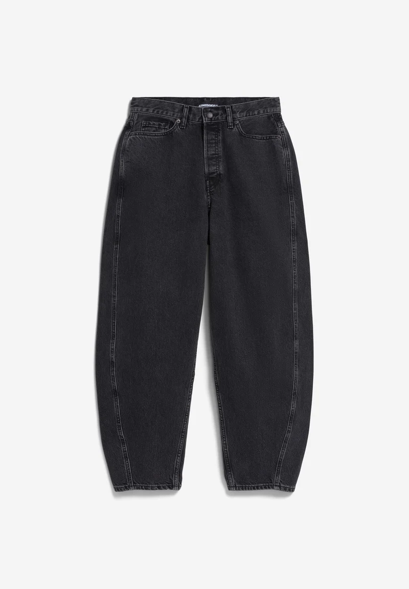 BAARLY HIGH WAIST BARREL JEANS | ebony black
