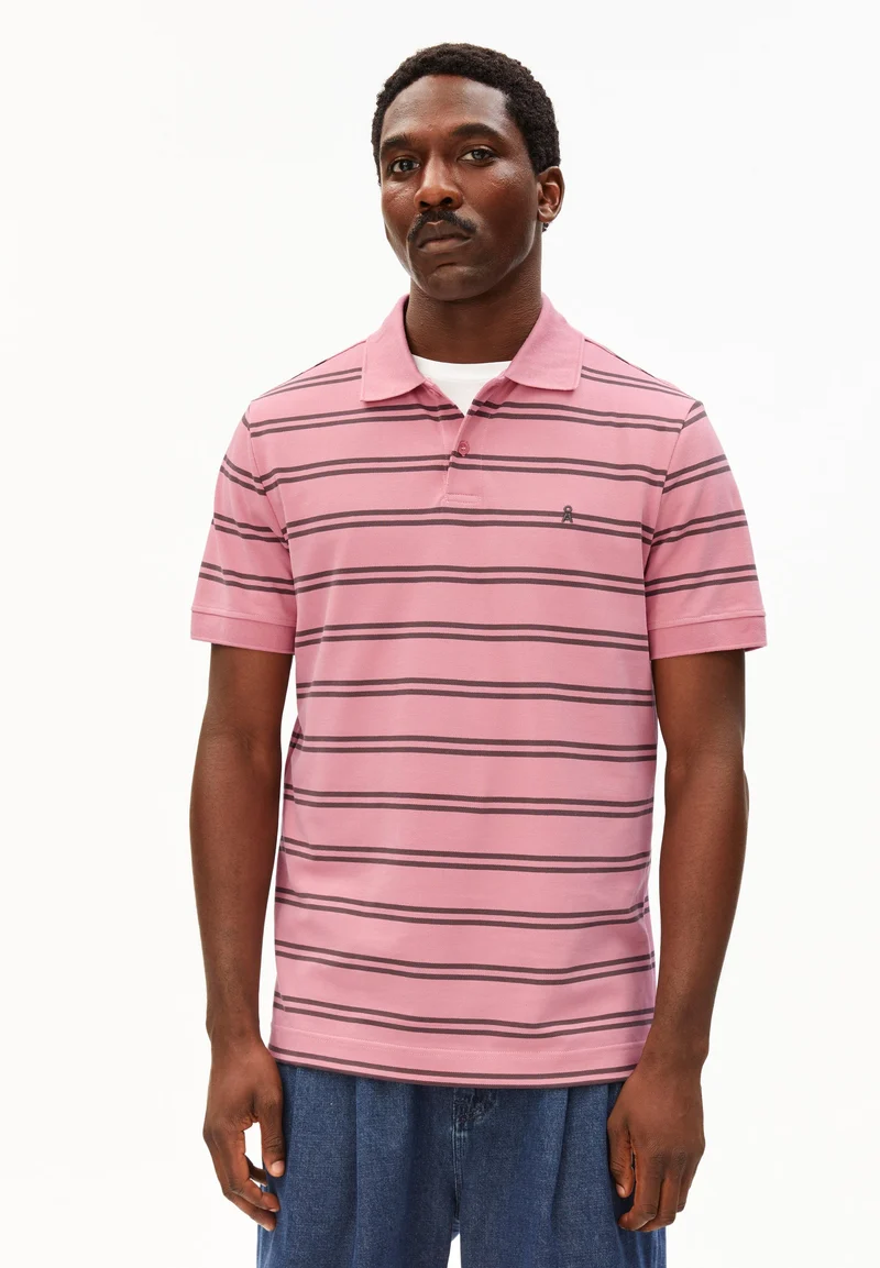 GESTREIFTES POLOSHIRT | washed berry-granit