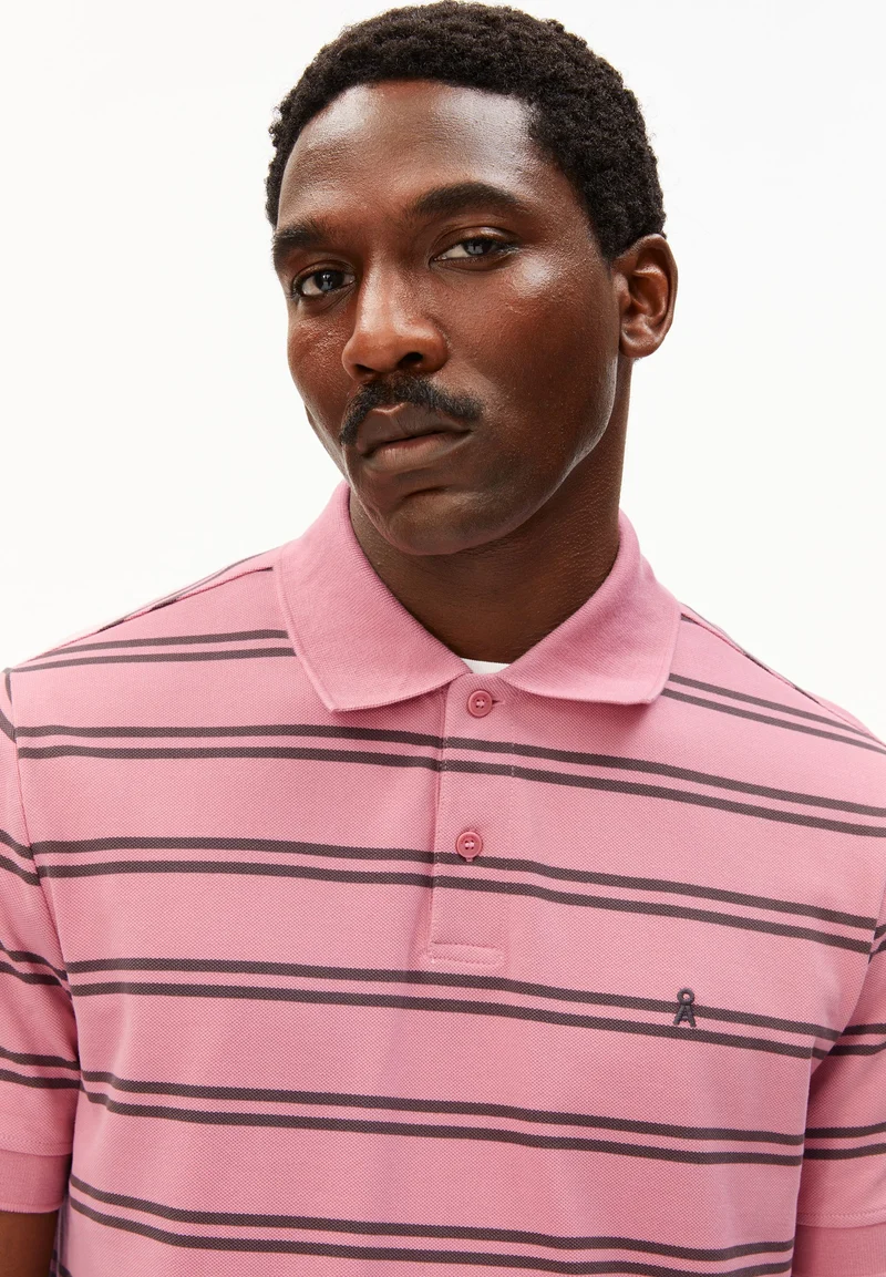 GESTREIFTES POLOSHIRT | washed berry-granit